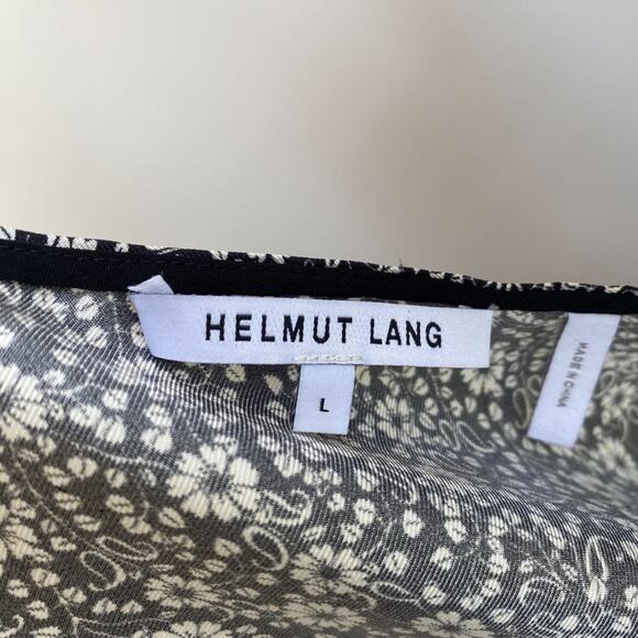 HELMUT LANG sz L Silk Backless Tank Top Cross Straps Persian Floral Black White - Picture 8 of 8